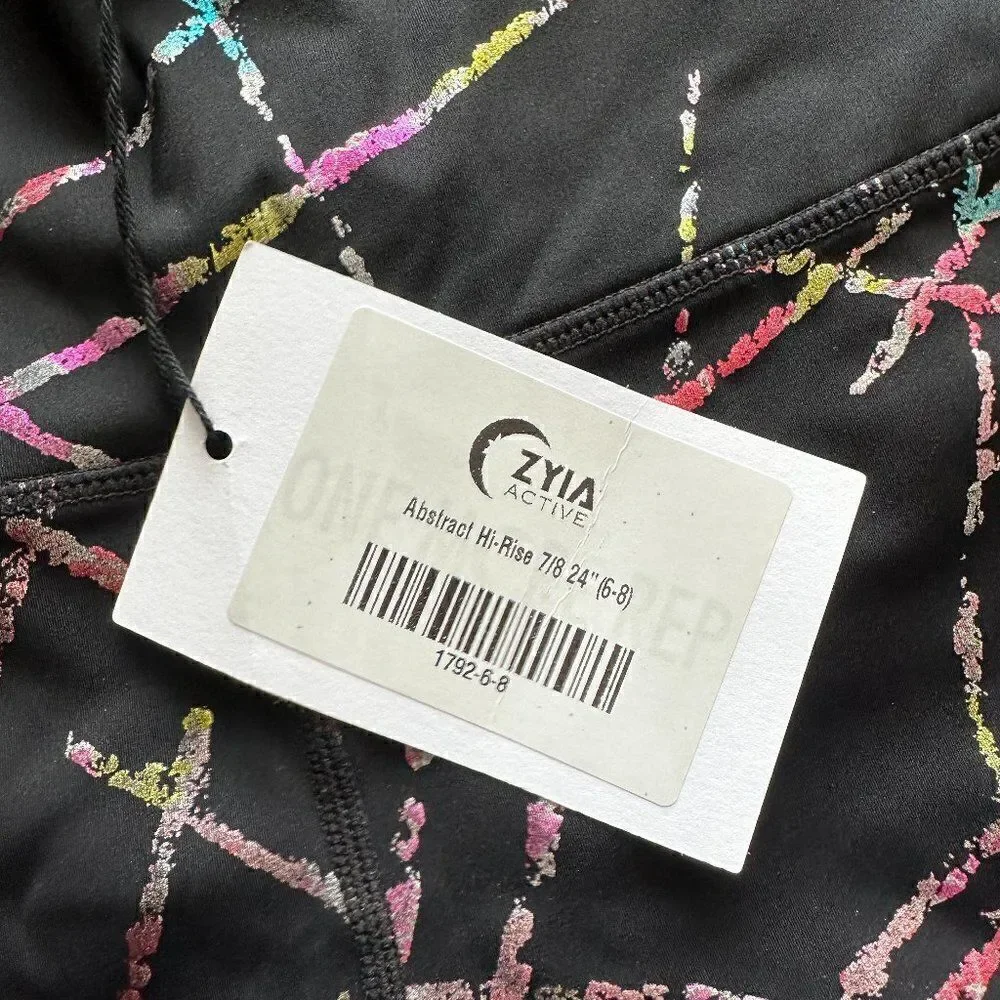 𝅺nwt Abstract HI-Rise 7/8 (24") Black with Multicolor - Size 6-8 - Picture 4 of 5